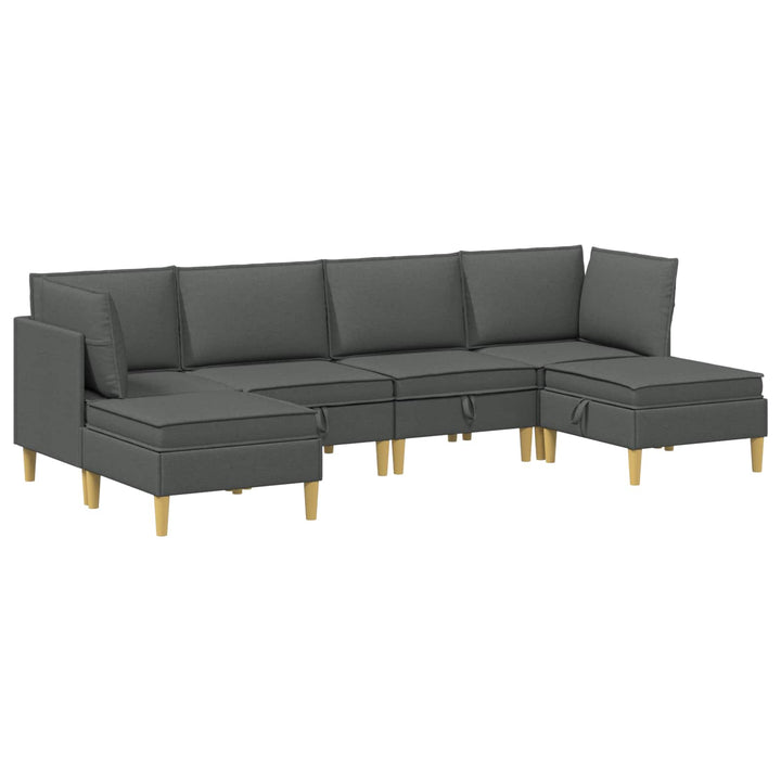 Modulsofa sæt med opbevaring 6 pcs Mørkegrå Stof