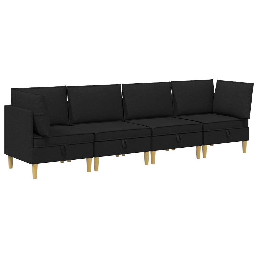 Modulsofa sæt med opbevaring 4 pcs Sort Stof
