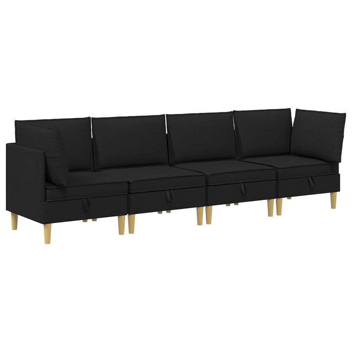 Modulsofa sæt med opbevaring 4 pcs Sort Stof