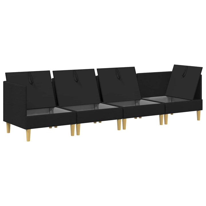 Modulsofa sæt med opbevaring 4 pcs Sort Stof