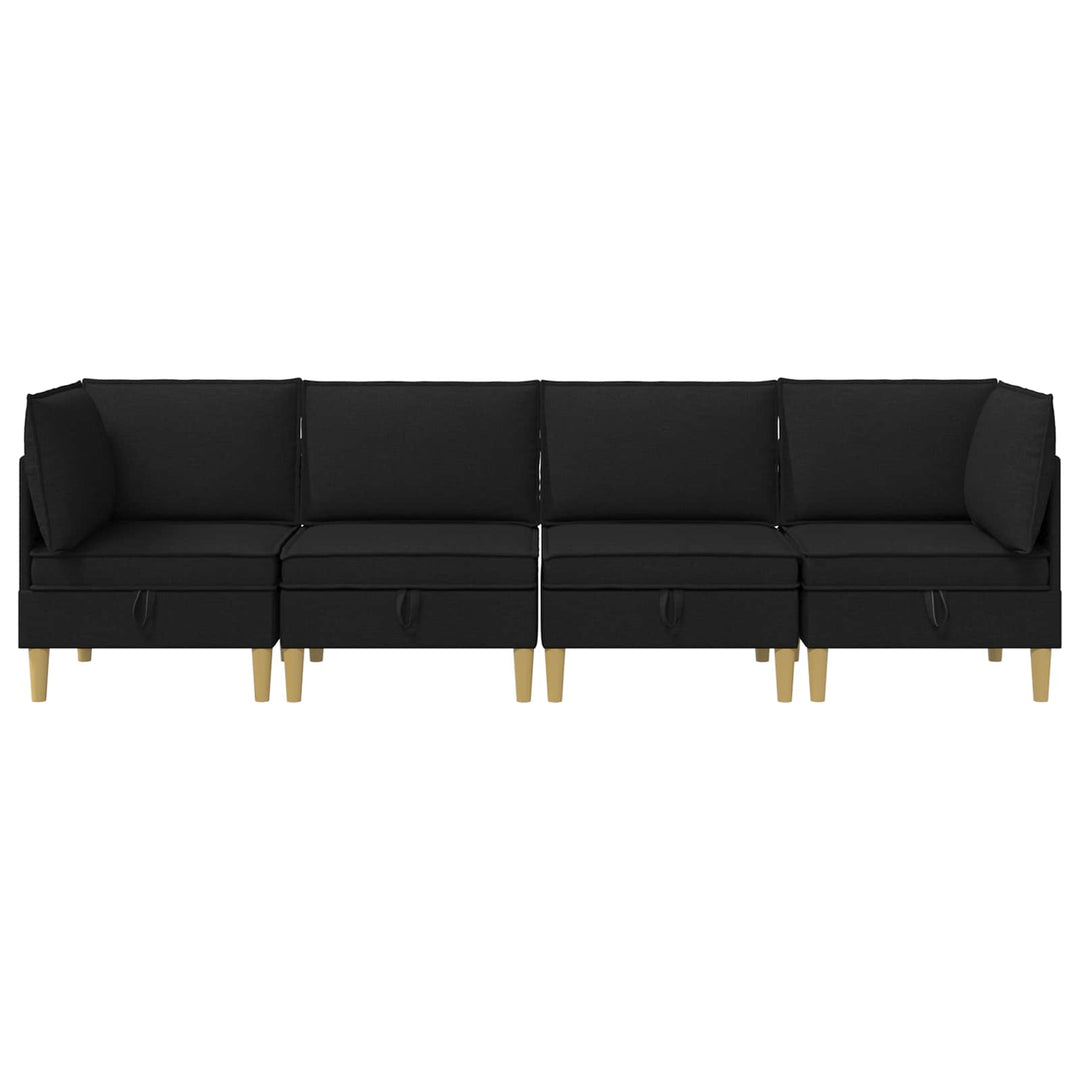 Modulsofa sæt med opbevaring 4 pcs Sort Stof