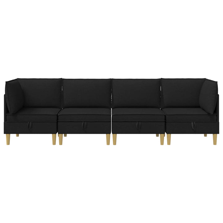 Modulsofa sæt med opbevaring 4 pcs Sort Stof