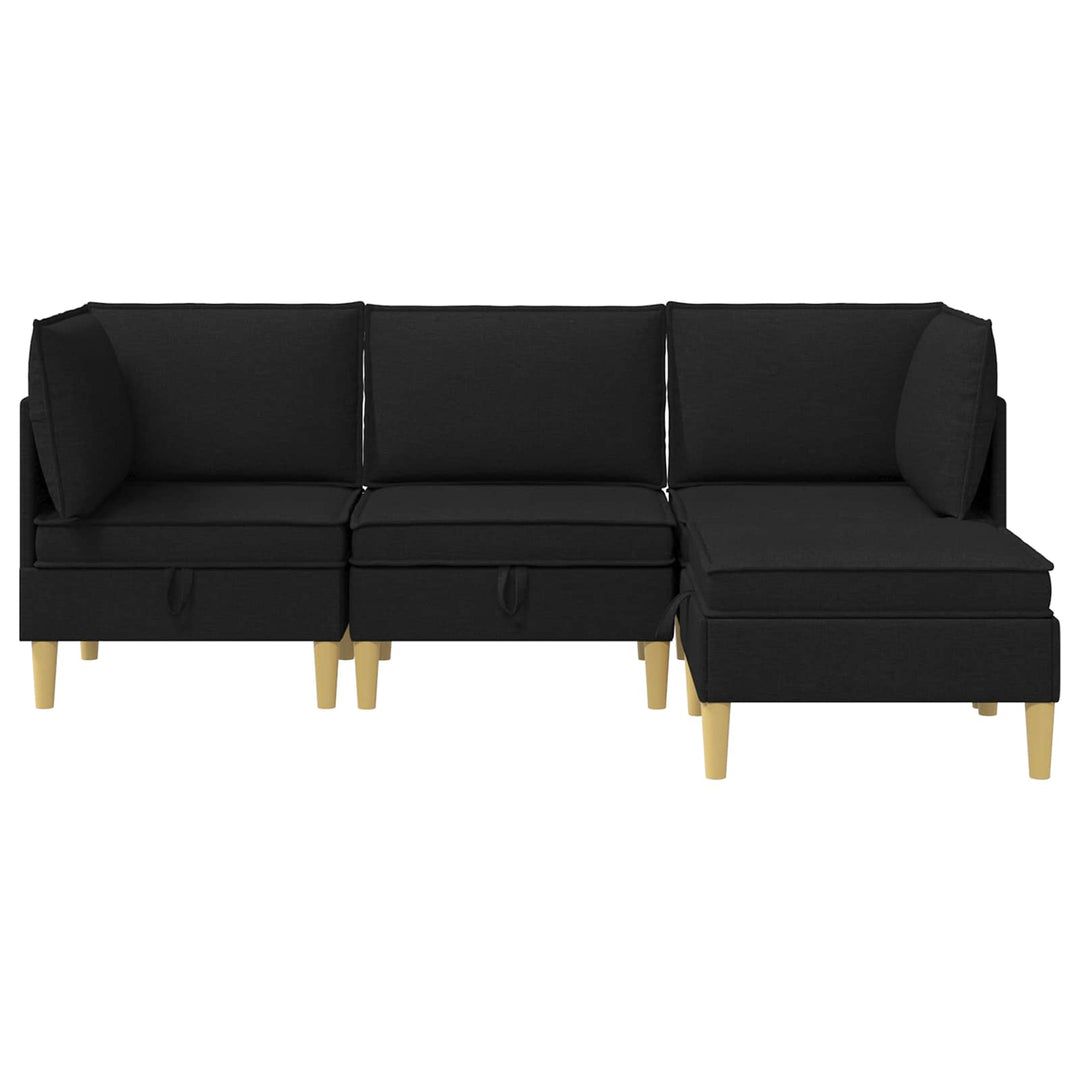 Modulsofa sæt med opbevaring 4 pcs Sort Stof