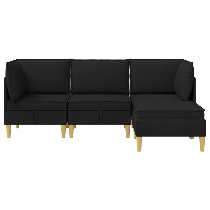 Modulsofa sæt med opbevaring 4 pcs Sort Stof