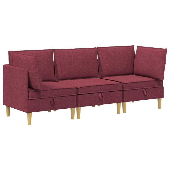 Modulsofa sæt med opbevaring 3 pcs Vinrød Stof