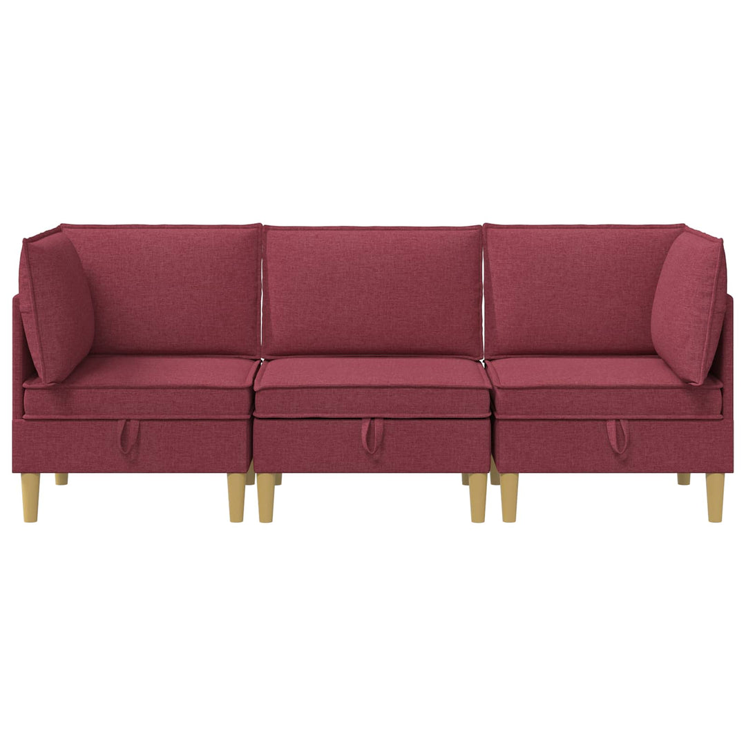 Modulsofa sæt med opbevaring 3 pcs Vinrød Stof