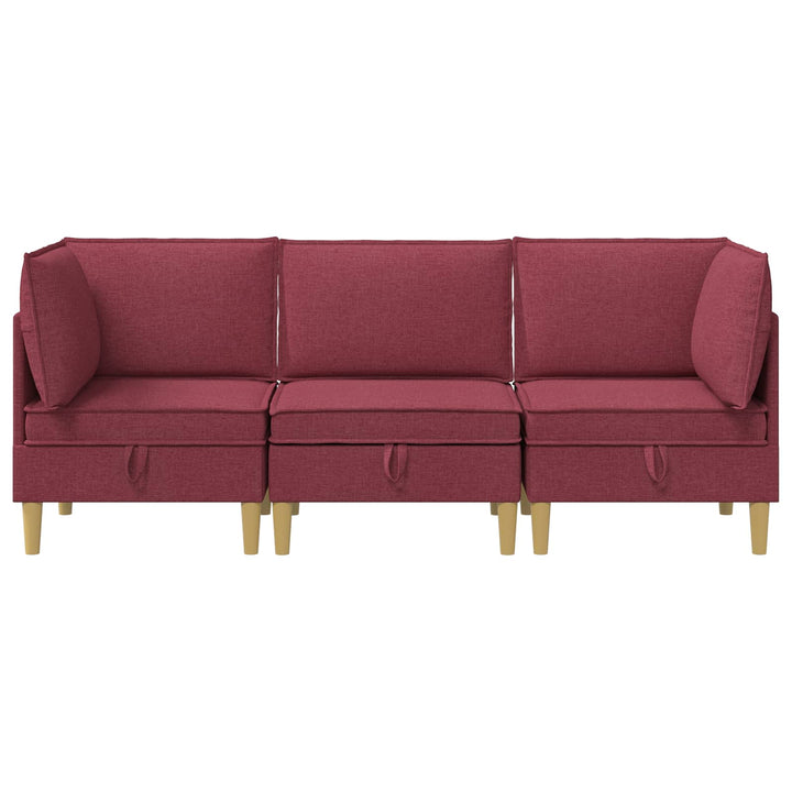 Modulsofa sæt med opbevaring 3 pcs Vinrød Stof