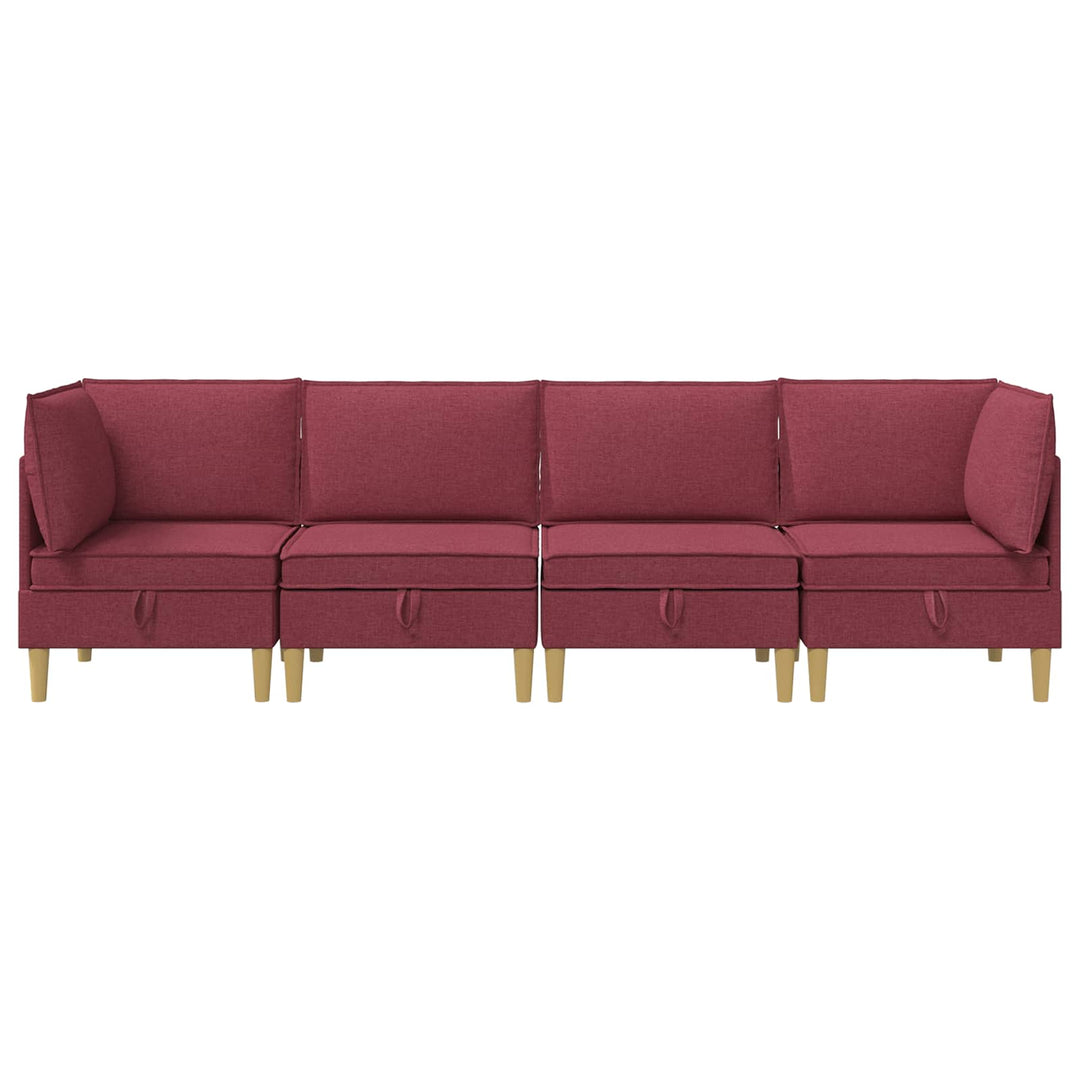 Modulsofa sæt med opbevaring 4 pcs Vinrød Stof