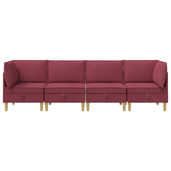 Modulsofa sæt med opbevaring 4 pcs Vinrød Stof