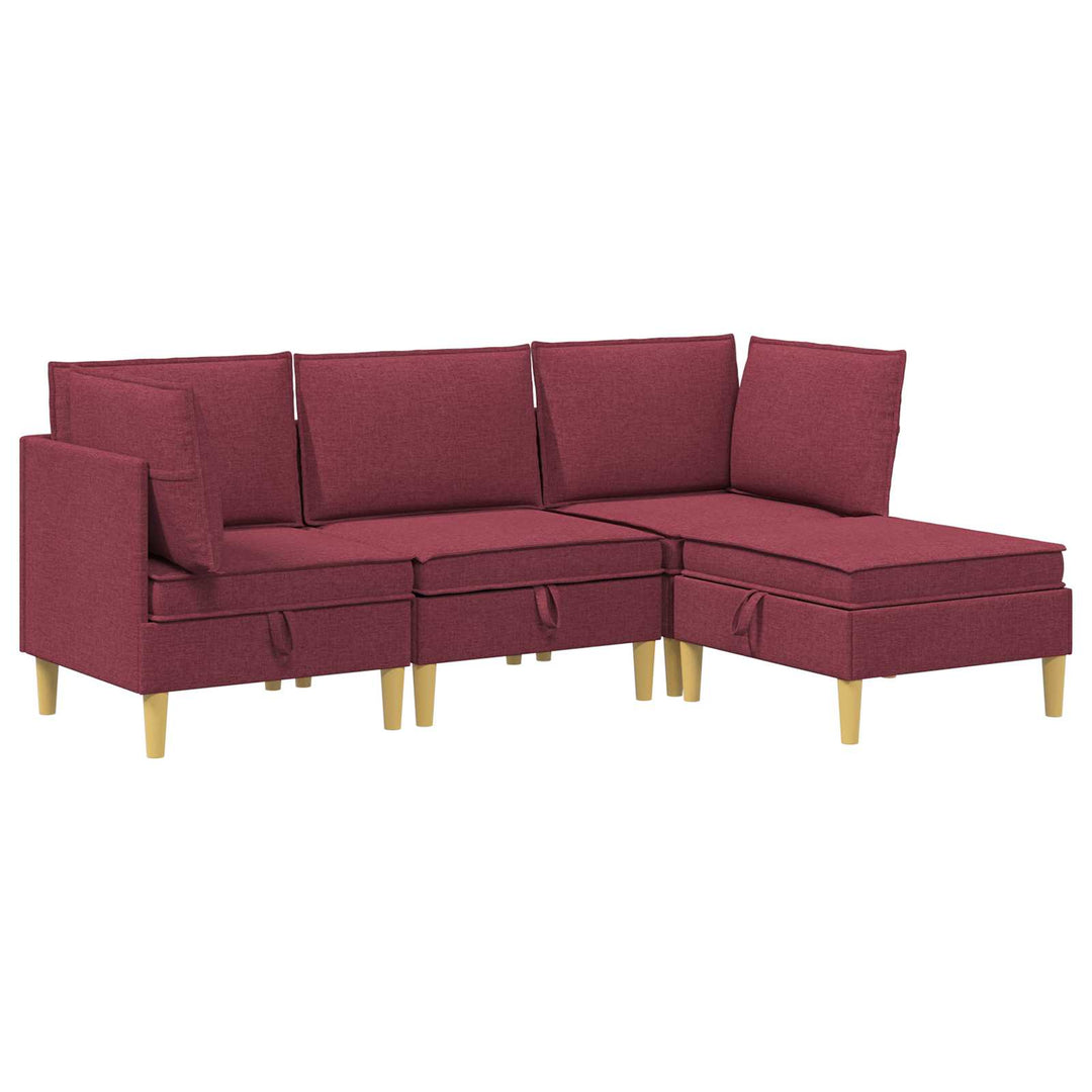 Modulsofa sæt med opbevaring 4 pcs Vinrød Stof