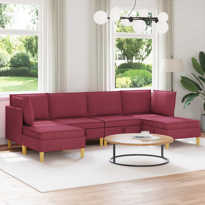 Modulsofa sæt med opbevaring 6 pcs Vinrød Stof