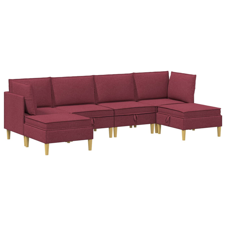 Modulsofa sæt med opbevaring 6 pcs Vinrød Stof