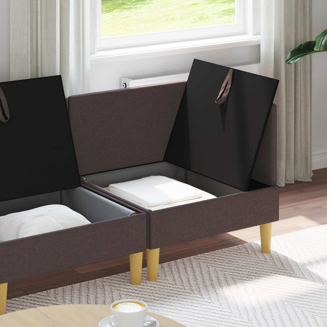 Modulsofa sæt med opbevaring 3 pcs Mørk Brun Stof
