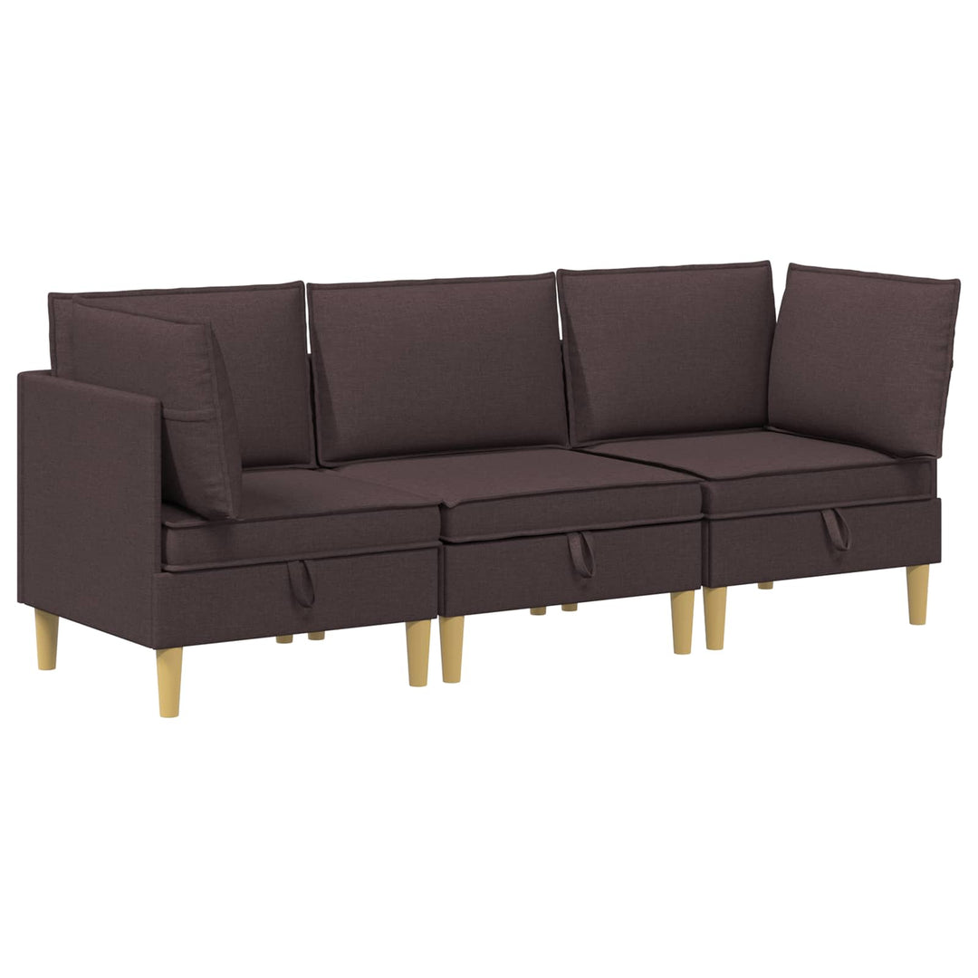Modulsofa sæt med opbevaring 3 pcs Mørk Brun Stof