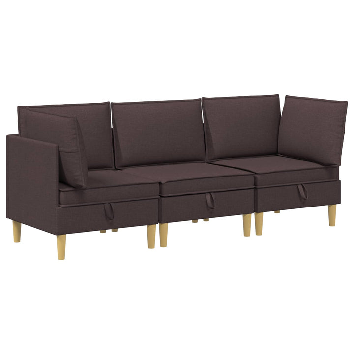 Modulsofa sæt med opbevaring 3 pcs Mørk Brun Stof