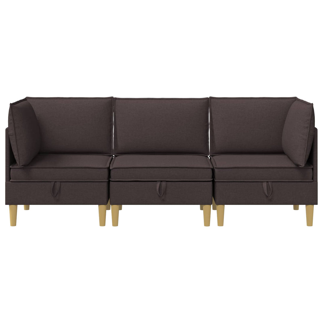 Modulsofa sæt med opbevaring 3 pcs Mørk Brun Stof