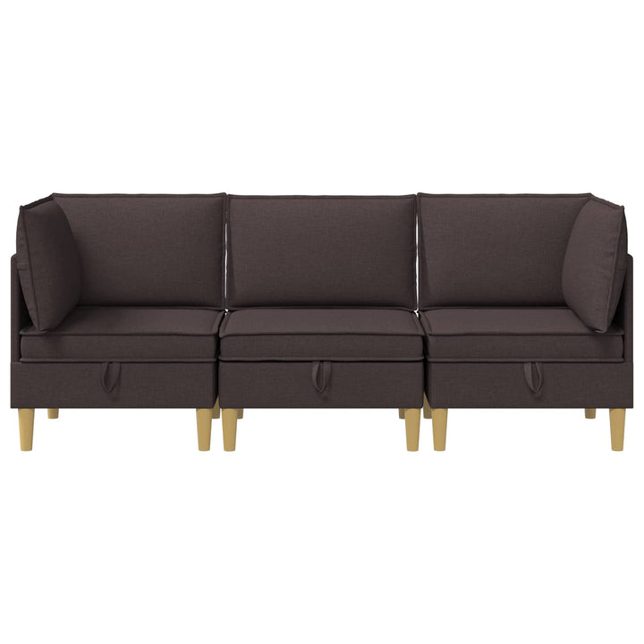 Modulsofa sæt med opbevaring 3 pcs Mørk Brun Stof