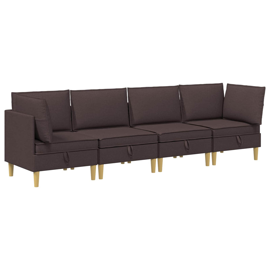 Modulsofa sæt med opbevaring 4 pcs Mørk Brun Stof