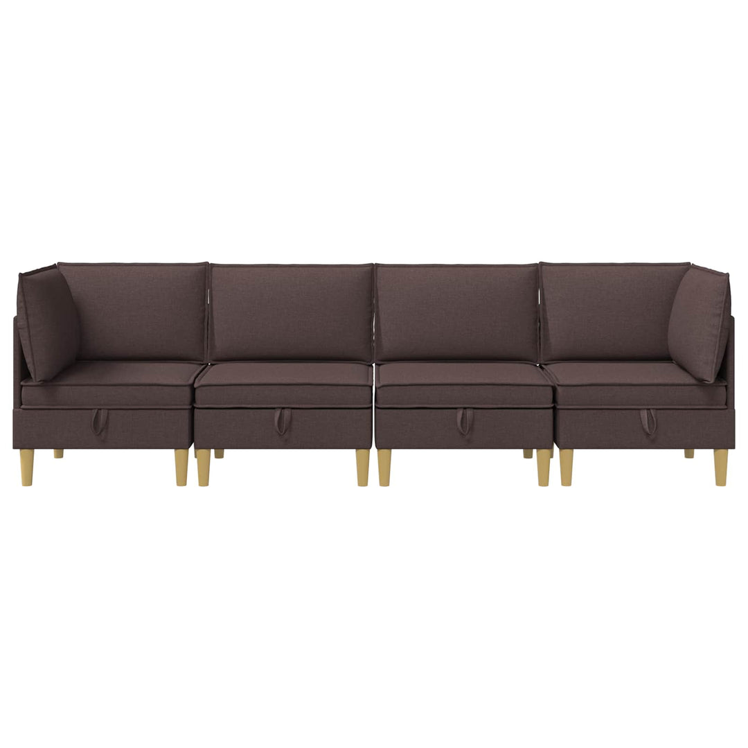 Modulsofa sæt med opbevaring 4 pcs Mørk Brun Stof