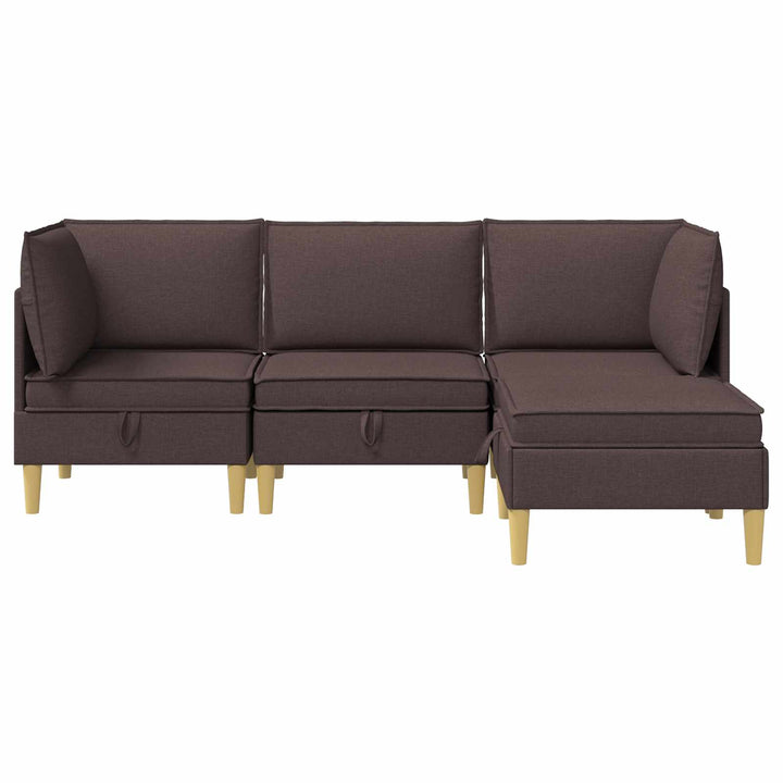 Modulsofa sæt med opbevaring 4 pcs Mørk Brun Stof