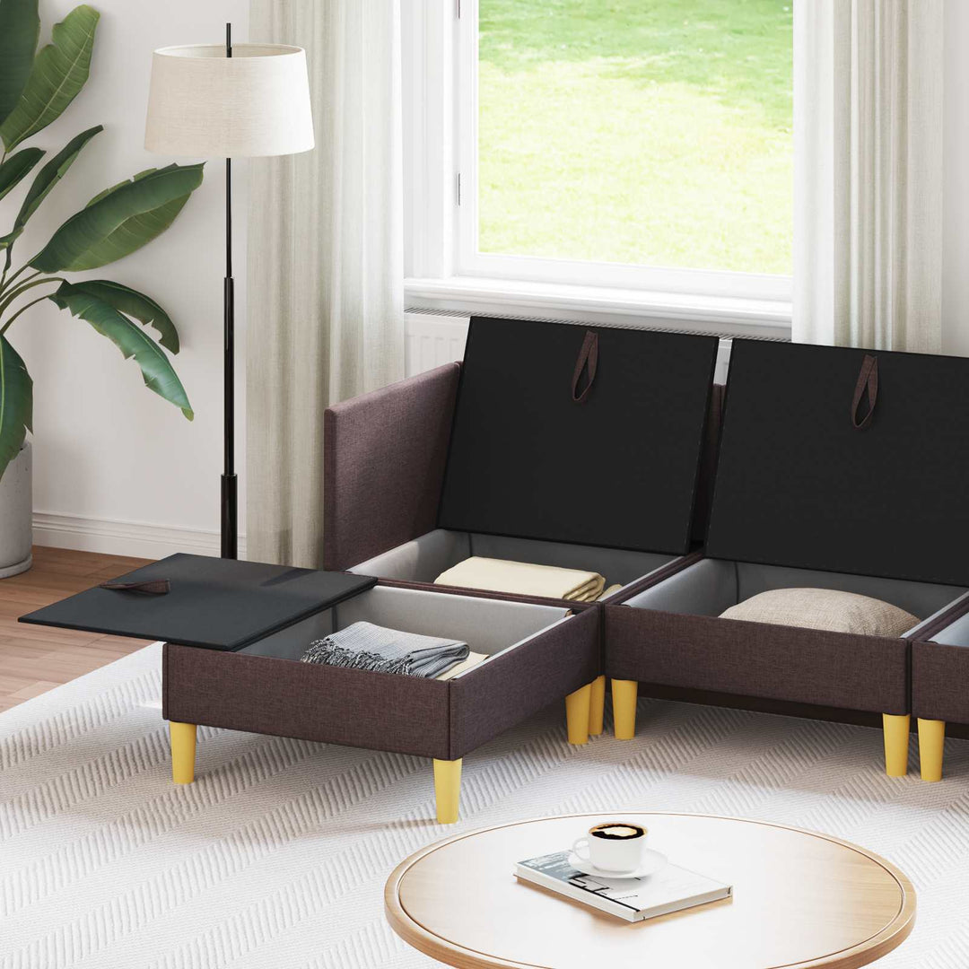 Modulsofa sæt med opbevaring 5 pcs Mørk Brun Stof