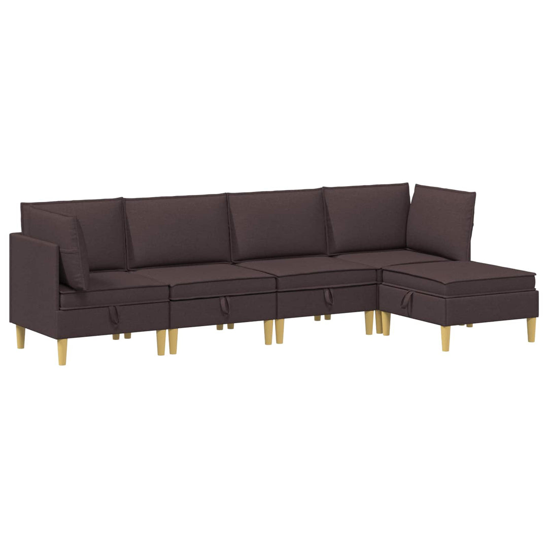 Modulsofa sæt med opbevaring 5 pcs Mørk Brun Stof