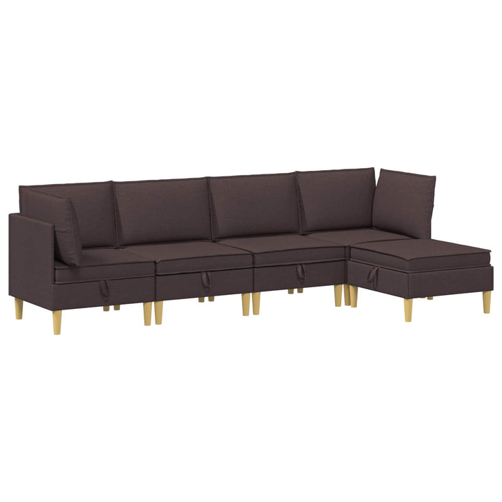 Modulsofa sæt med opbevaring 5 pcs Mørk Brun Stof