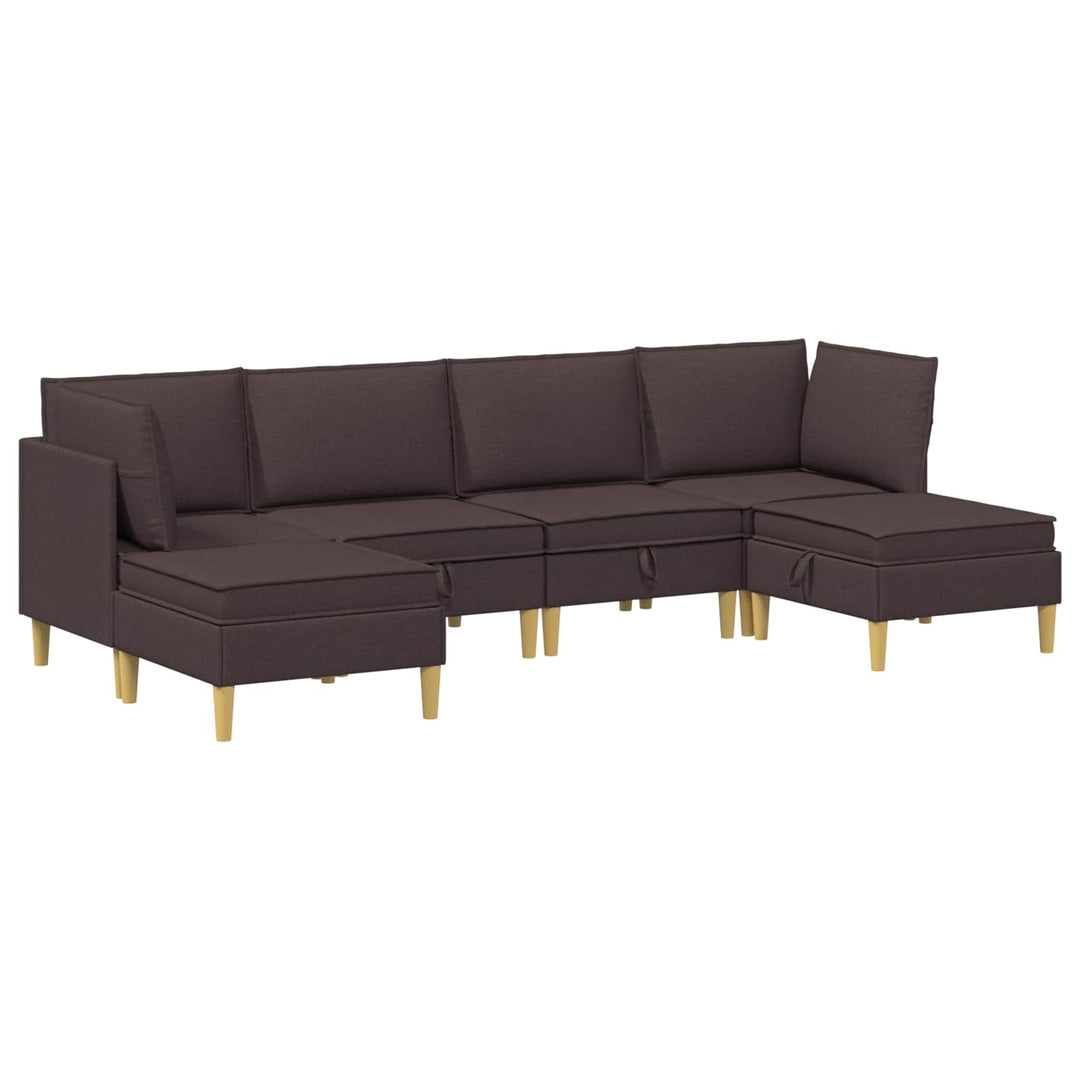 Modulsofa sæt med opbevaring 6 pcs Mørk Brun Stof