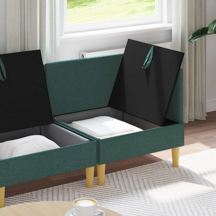 Modulsofa sæt med opbevaring 3 pcs Mørkegrøn Stof