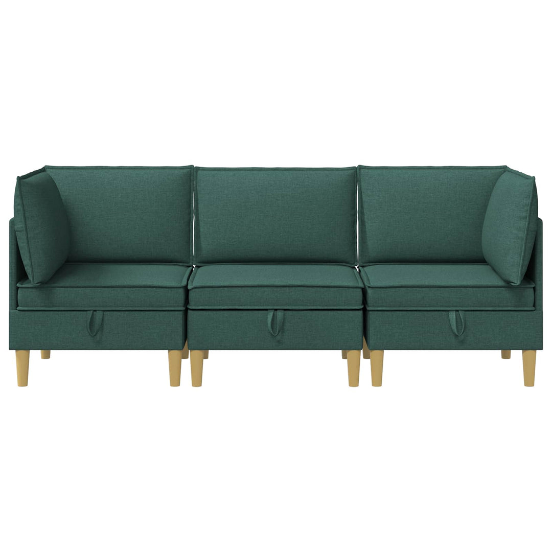 Modulsofa sæt med opbevaring 3 pcs Mørkegrøn Stof