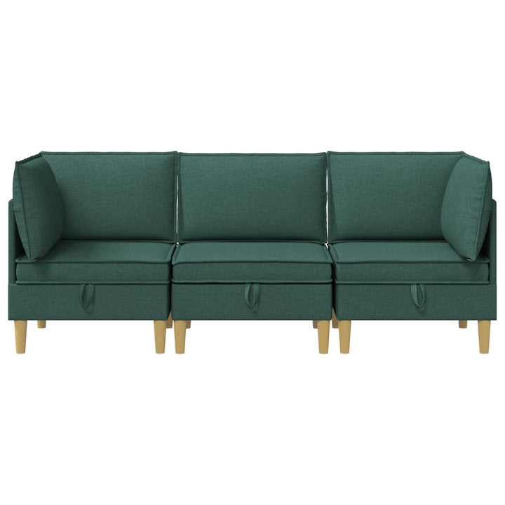 Modulsofa sæt med opbevaring 3 pcs Mørkegrøn Stof