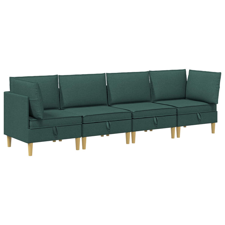 Modulsofa sæt med opbevaring 4 pcs Mørkegrøn Stof