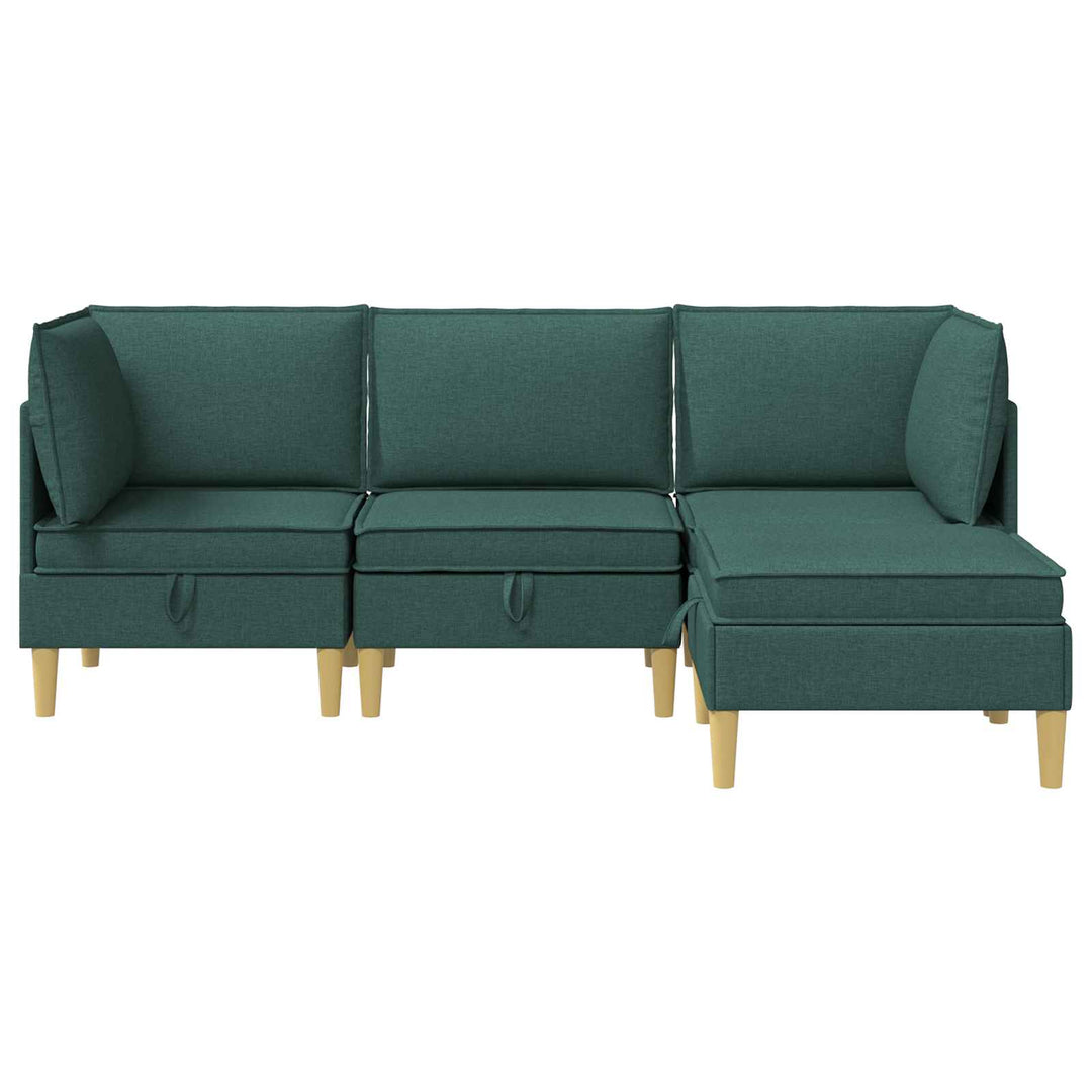 Modulsofa sæt med opbevaring 4 pcs Mørkegrøn Stof