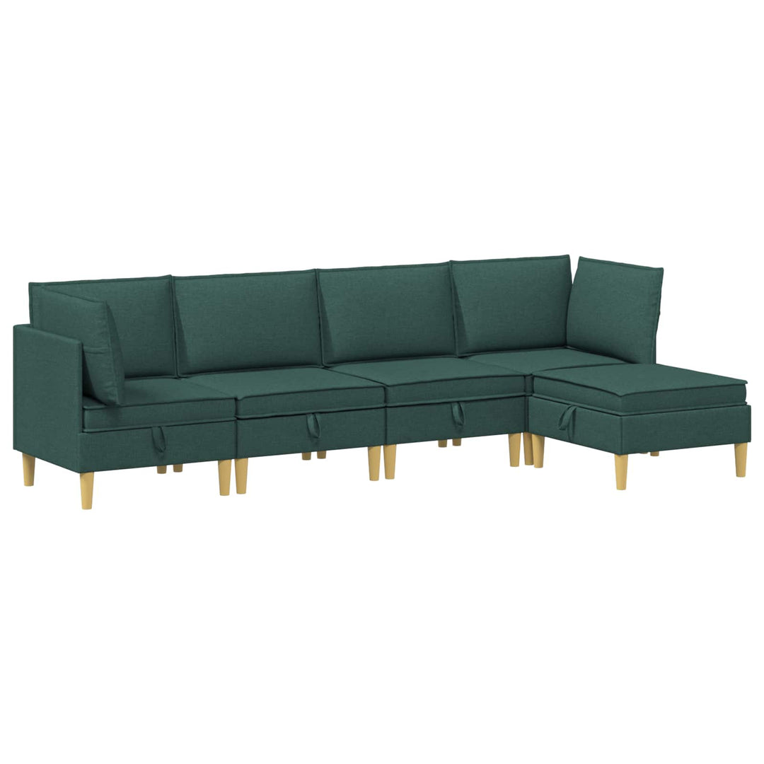 Modulsofa sæt med opbevaring 5 pcs Mørkegrøn Stof