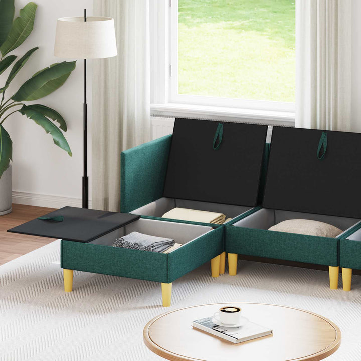 Modulsofa sæt med opbevaring 6 pcs Mørkegrøn Stof