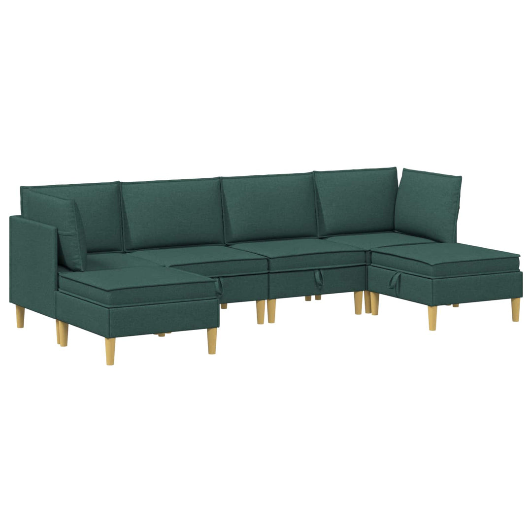 Modulsofa sæt med opbevaring 6 pcs Mørkegrøn Stof