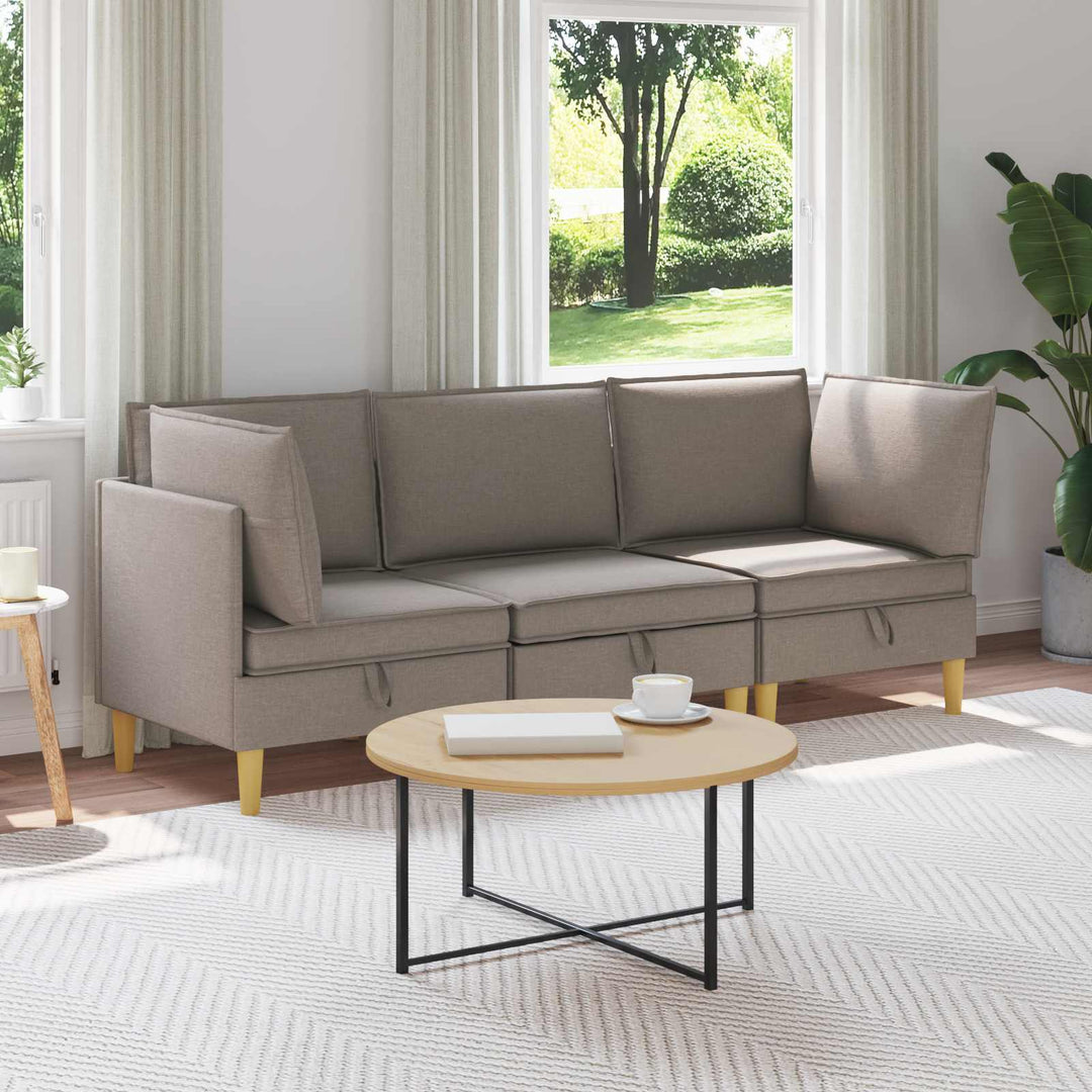 Modulsofa sæt med opbevaring 3 pcs Gråbrun Stof
