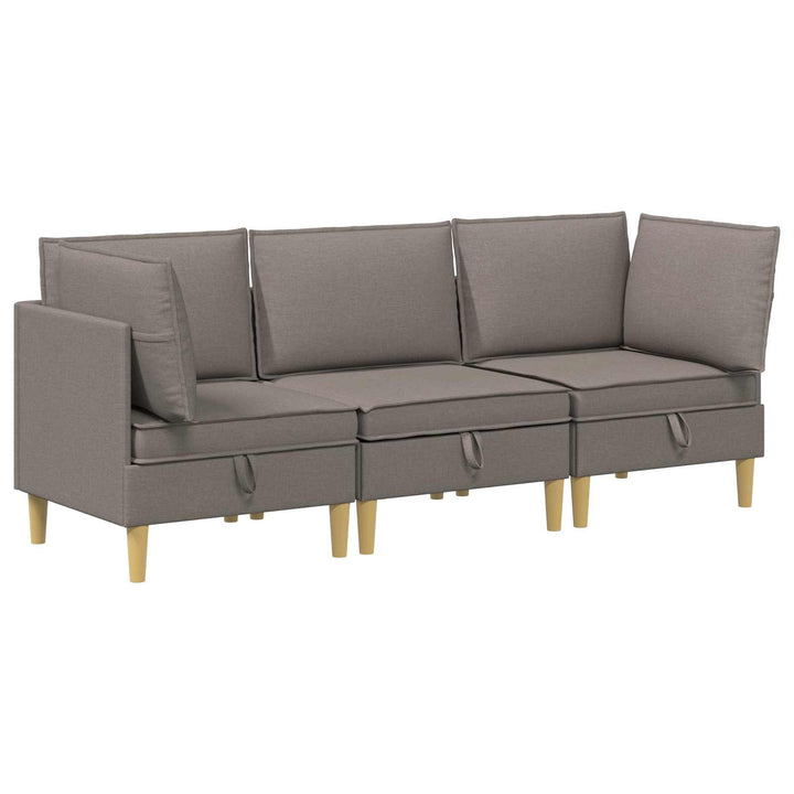 Modulsofa sæt med opbevaring 3 pcs Gråbrun Stof