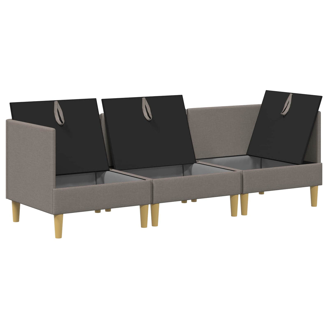 Modulsofa sæt med opbevaring 3 pcs Gråbrun Stof