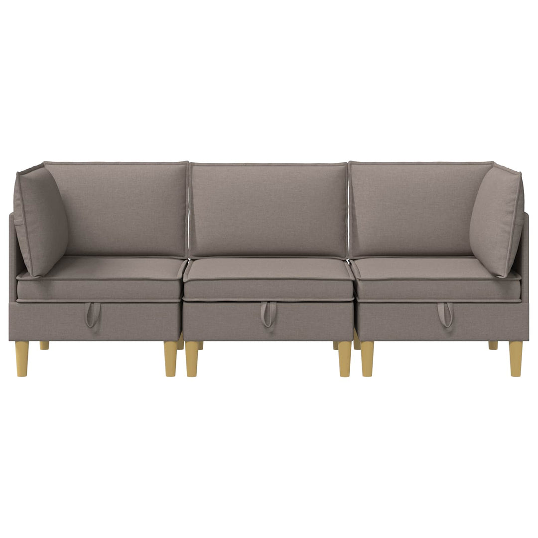 Modulsofa sæt med opbevaring 3 pcs Gråbrun Stof
