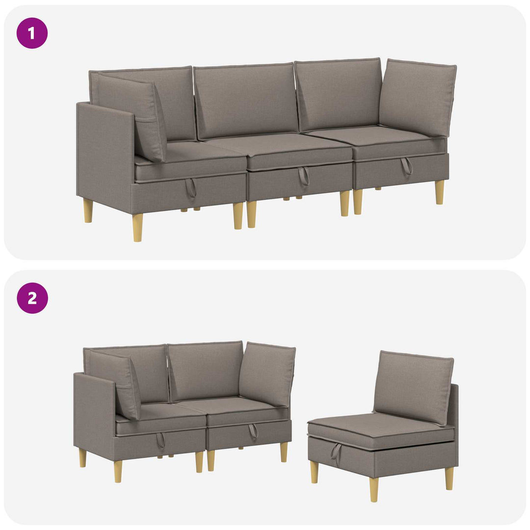 Modulsofa sæt med opbevaring 3 pcs Gråbrun Stof