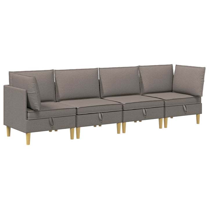 Modulsofa sæt med opbevaring 4 pcs Gråbrun Stof