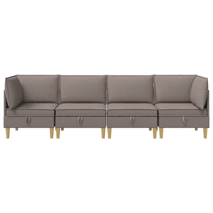 Modulsofa sæt med opbevaring 4 pcs Gråbrun Stof
