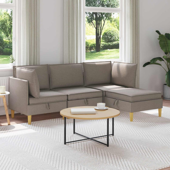 Modulsofa sæt med opbevaring 4 pcs Gråbrun Stof