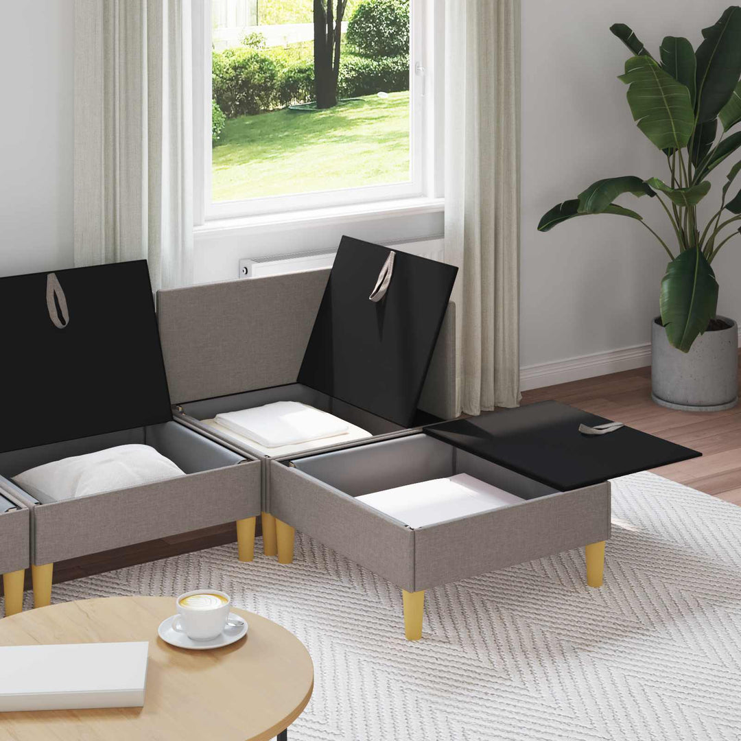 Modulsofa sæt med opbevaring 4 pcs Gråbrun Stof