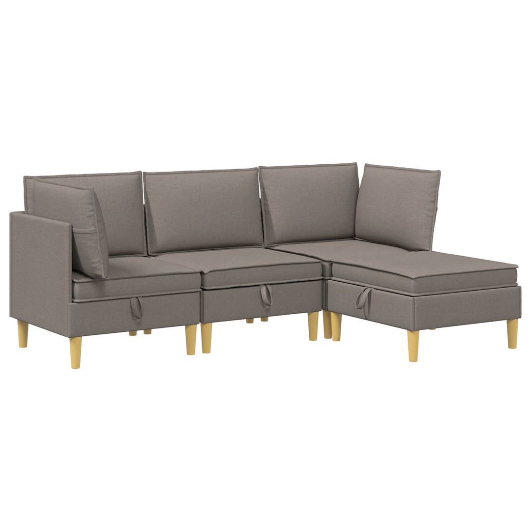 Modulsofa sæt med opbevaring 4 pcs Gråbrun Stof