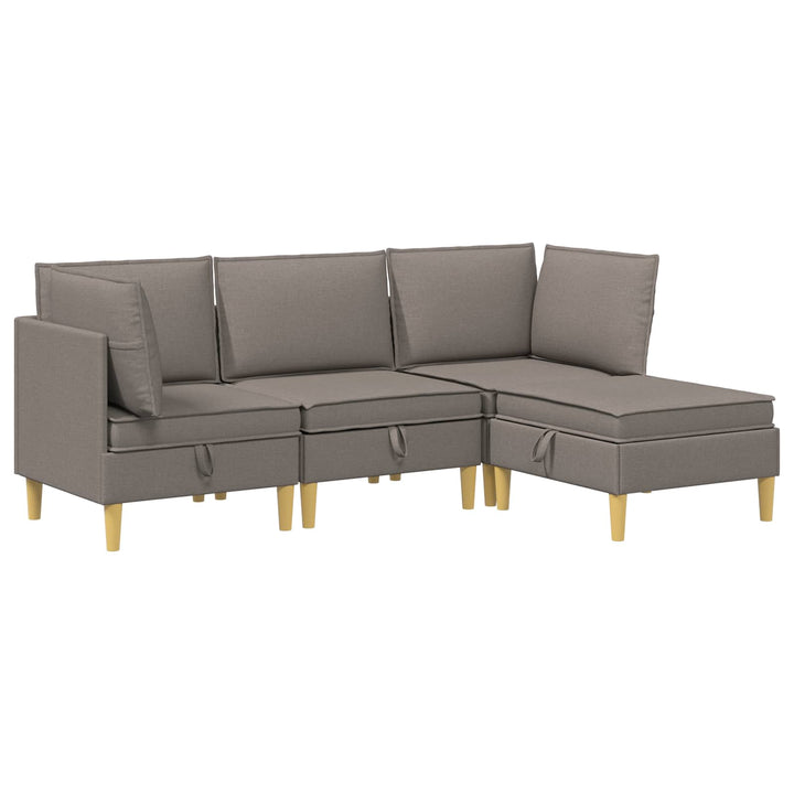 Modulsofa sæt med opbevaring 4 pcs Gråbrun Stof
