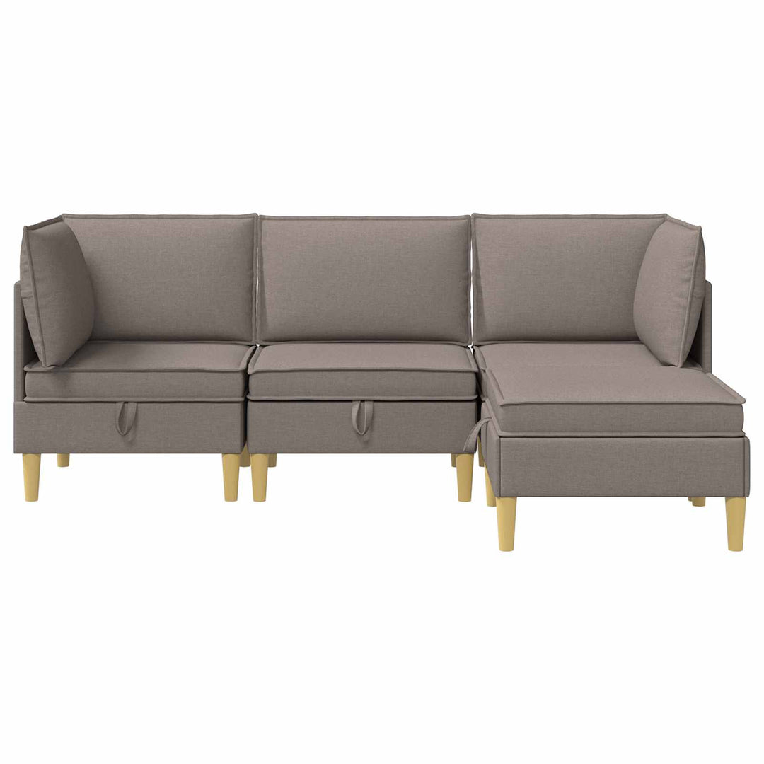 Modulsofa sæt med opbevaring 4 pcs Gråbrun Stof