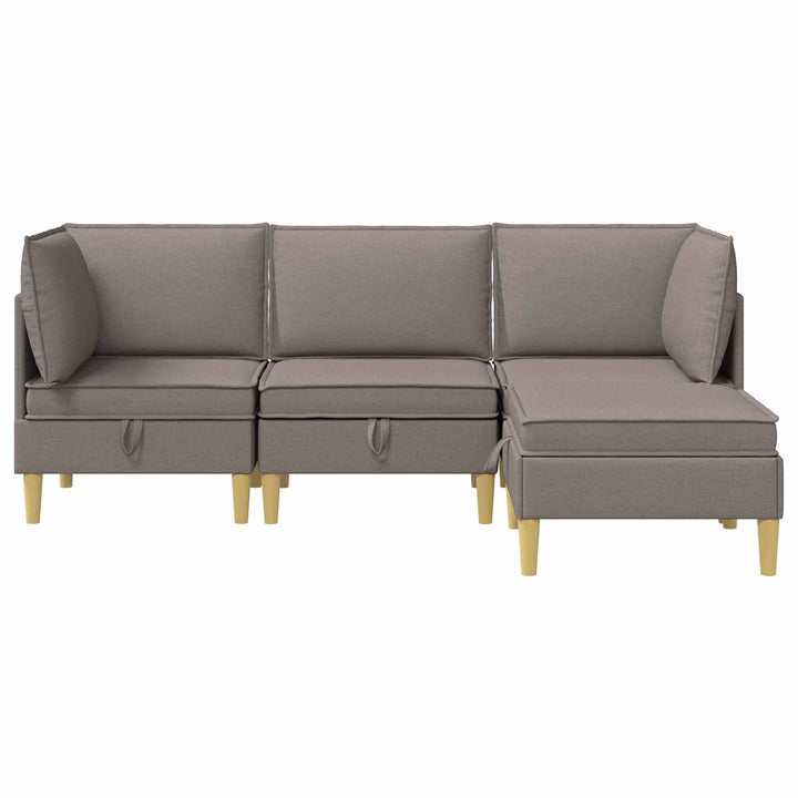 Modulsofa sæt med opbevaring 4 pcs Gråbrun Stof