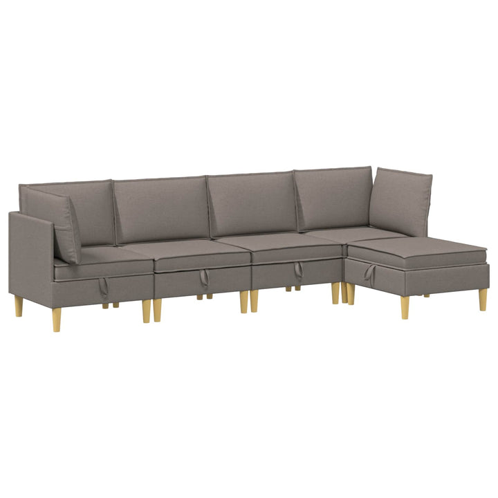 Modulsofa sæt med opbevaring 5 pcs Gråbrun Stof
